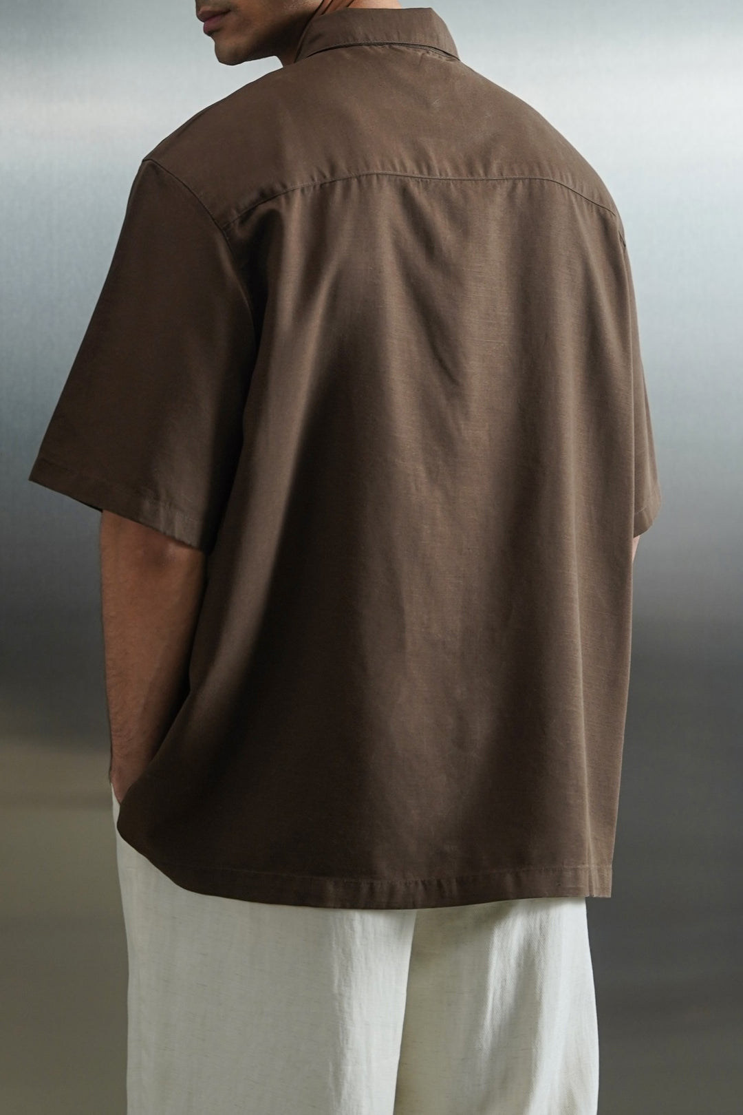 COFFEE WASHED EFFECT TENCEL SHIRT