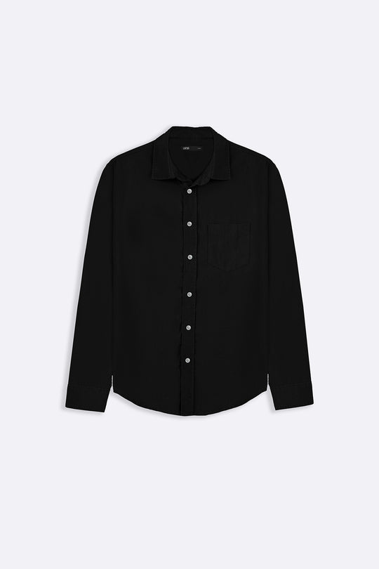 BLACK EASY LYOCELL LINEN SHIRT