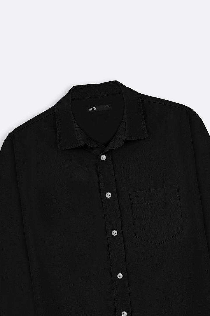BLACK EASY LYOCELL LINEN SHIRT