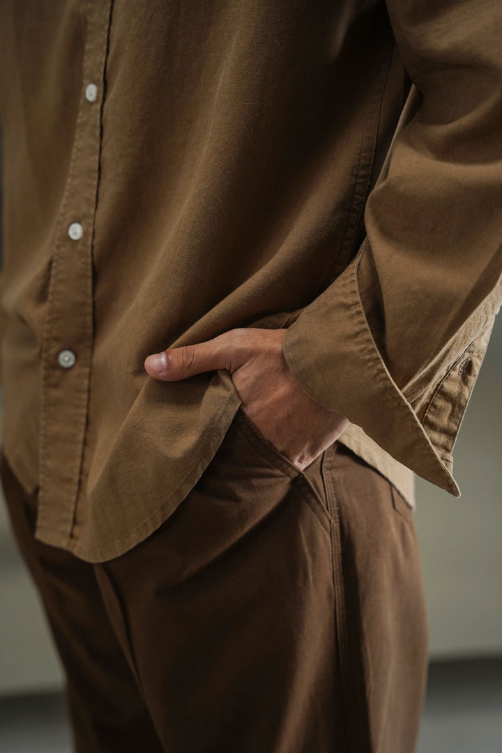 BROWN EASY LYOCELL LINEN SHIRT