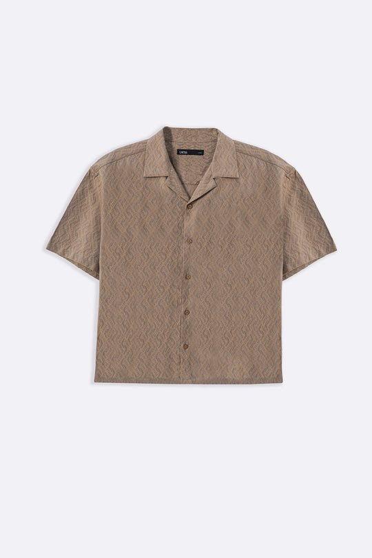 BEIGE MAN JACQUARD SAFARI SHIRT