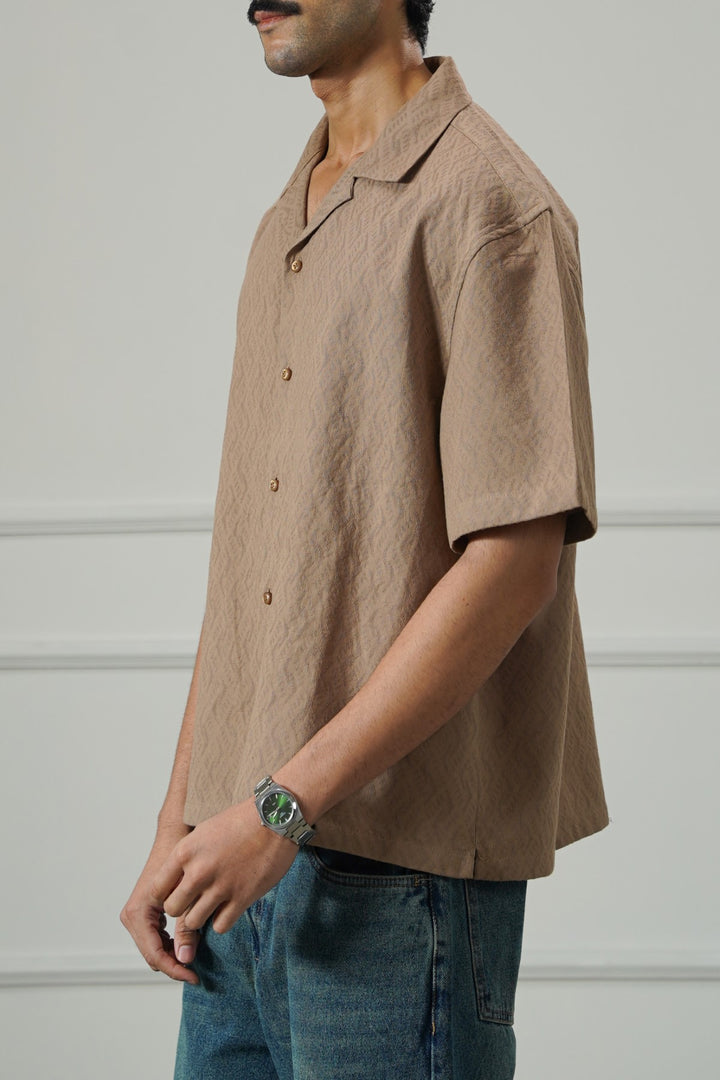 BEIGE MAN JACQUARD SAFARI SHIRT