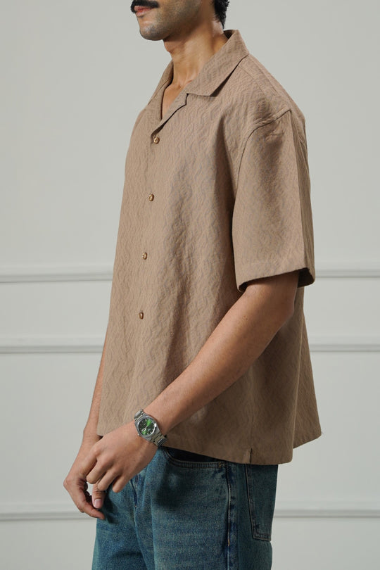 BEIGE MAN JACQUARD SAFARI SHIRT