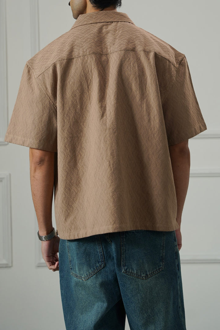 BEIGE MAN JACQUARD SAFARI SHIRT