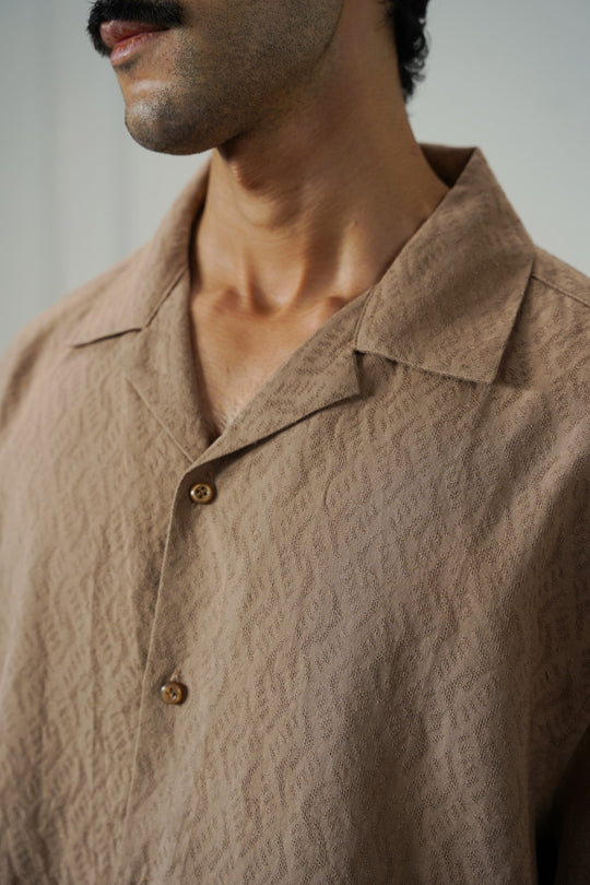 BEIGE MAN JACQUARD SAFARI SHIRT