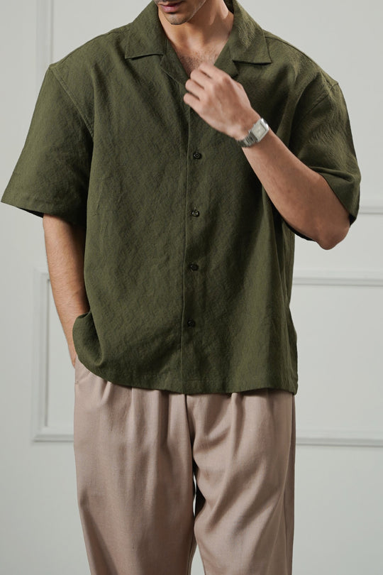 MOUSE GREY MAN JACQUARD SAFARI SHIRT