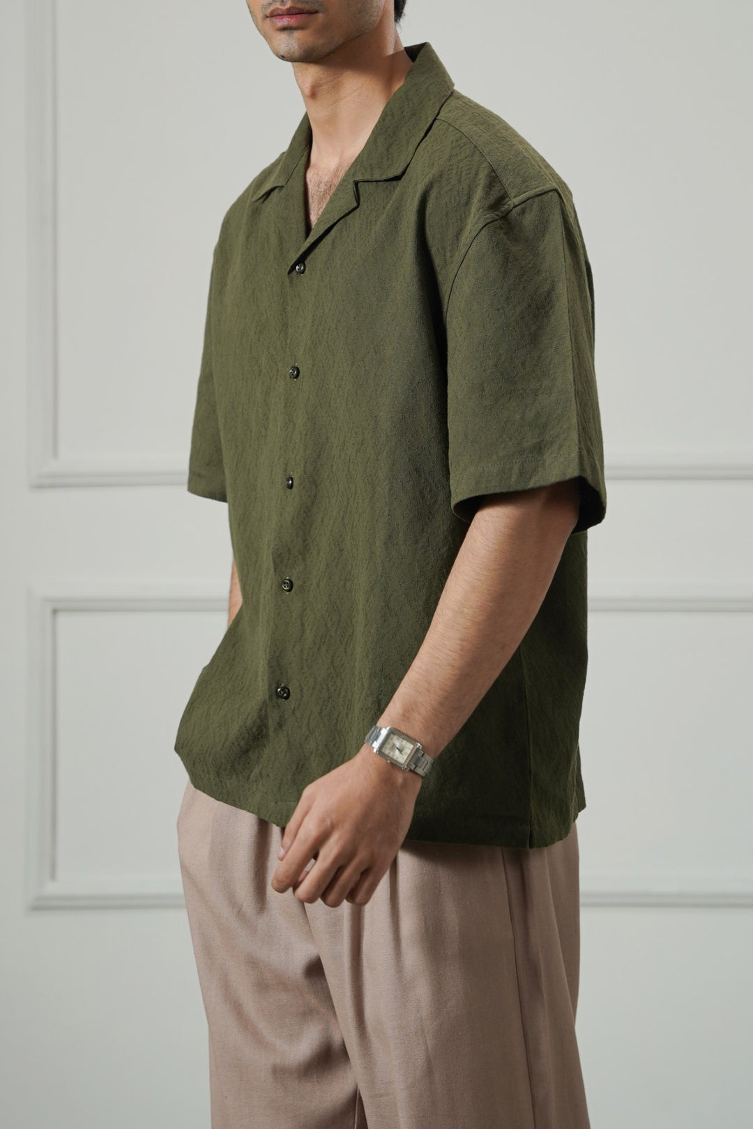 MOUSE GREY MAN JACQUARD SAFARI SHIRT