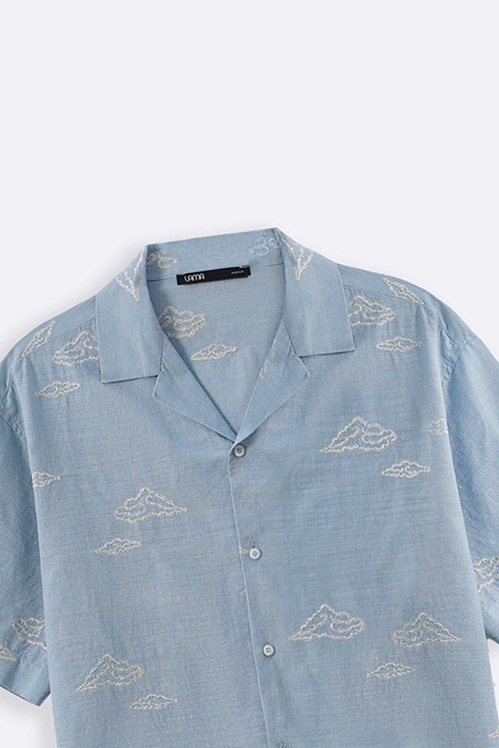 LIGHT BLUE MONSOON EMBROIDERED SHIRT