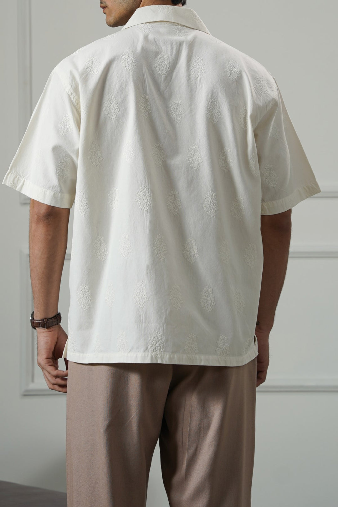 WHITE MUGHAL EMBROIDERED SHIRT