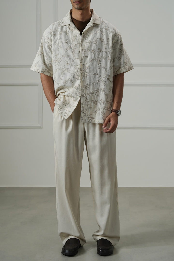 ECRU FLORAL EMBROIDERED SHIRT