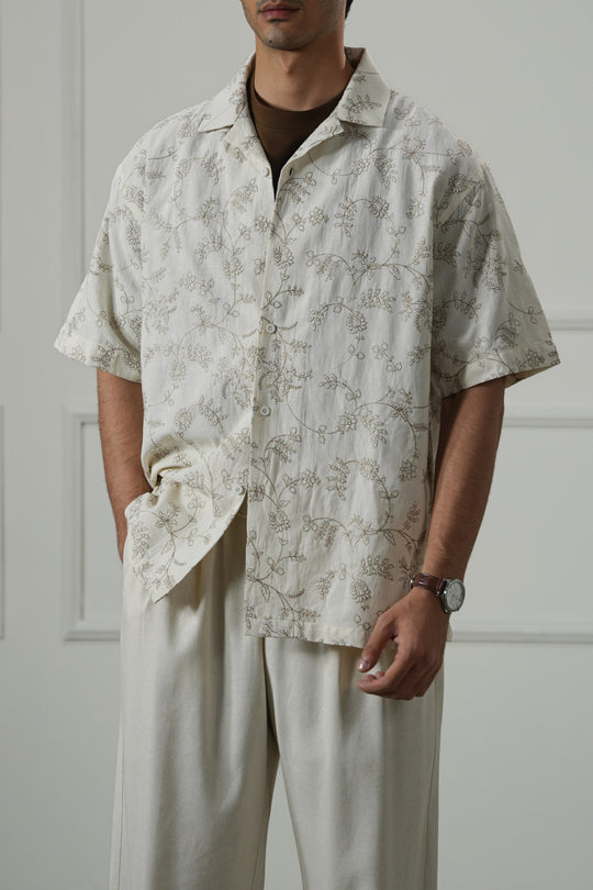 ECRU FLORAL EMBROIDERED SHIRT