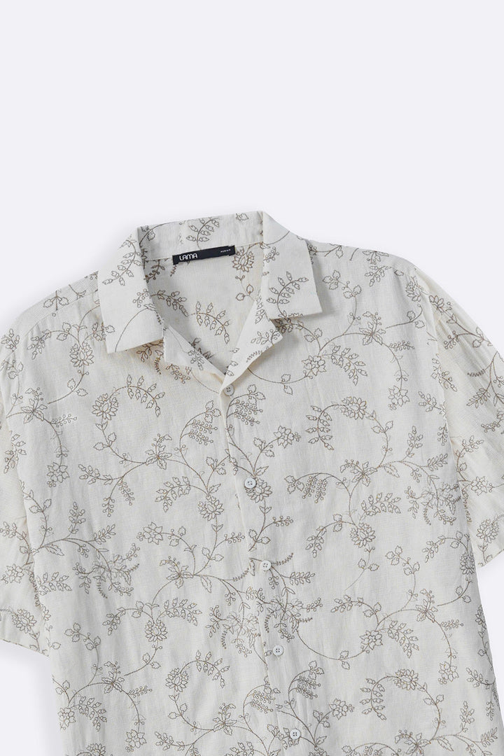 ECRU FLORAL EMBROIDERED SHIRT