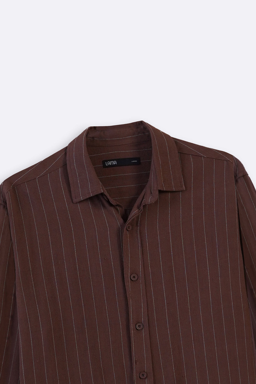 BROWN PINSTRIPE SHIRT WITH LINEN