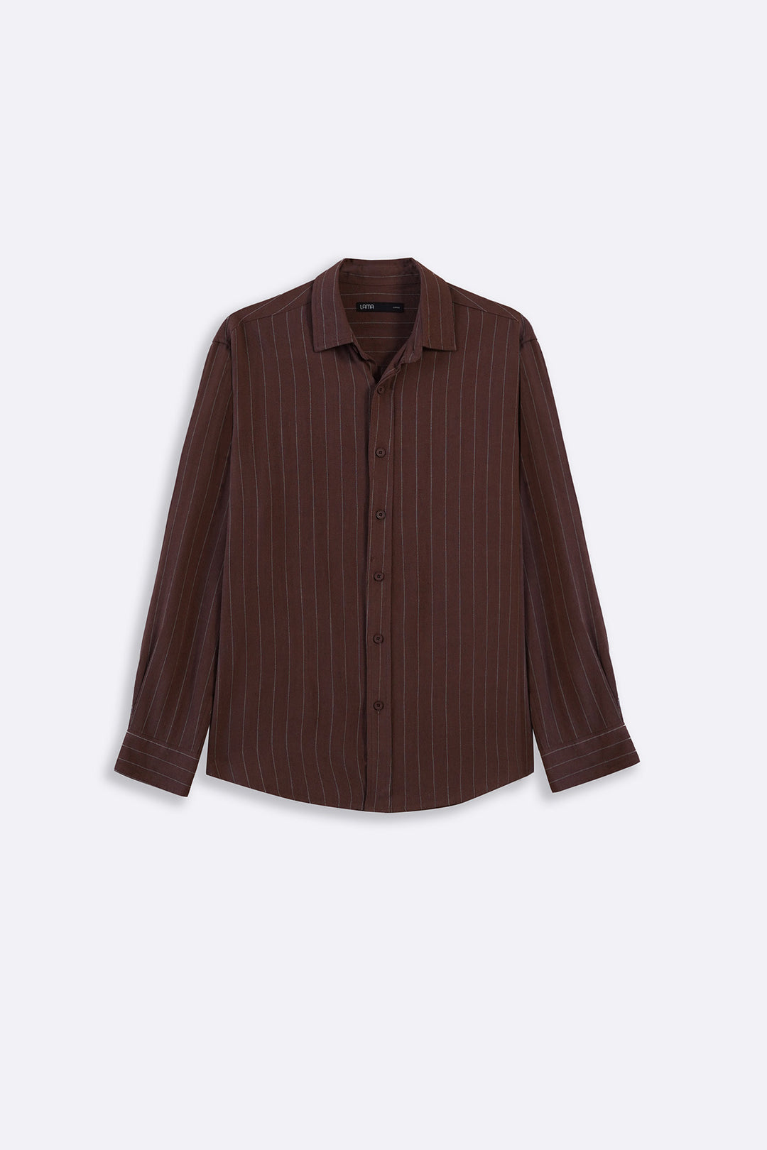 BROWN PINSTRIPE SHIRT WITH LINEN