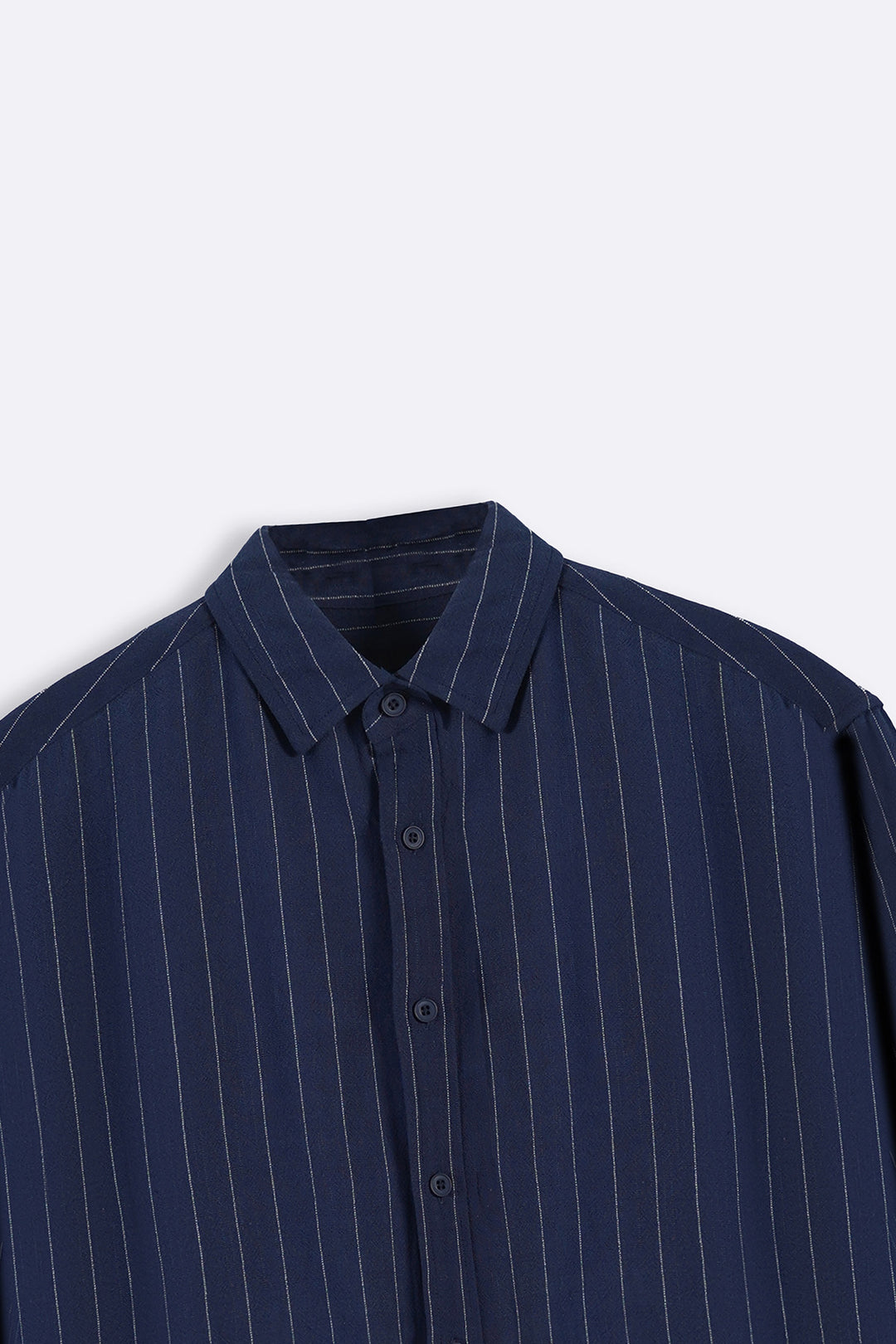 NAVY PINSTRIPE SHIRT WITH LINEN