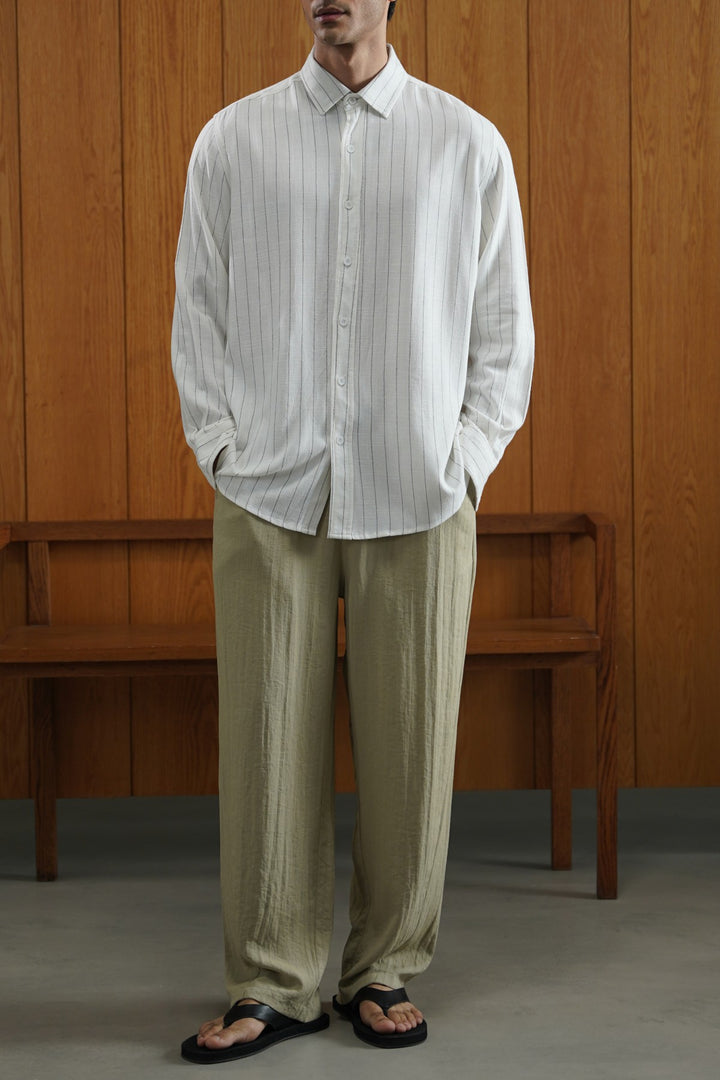 PINSTRIPE SHIRT WITH LINEN