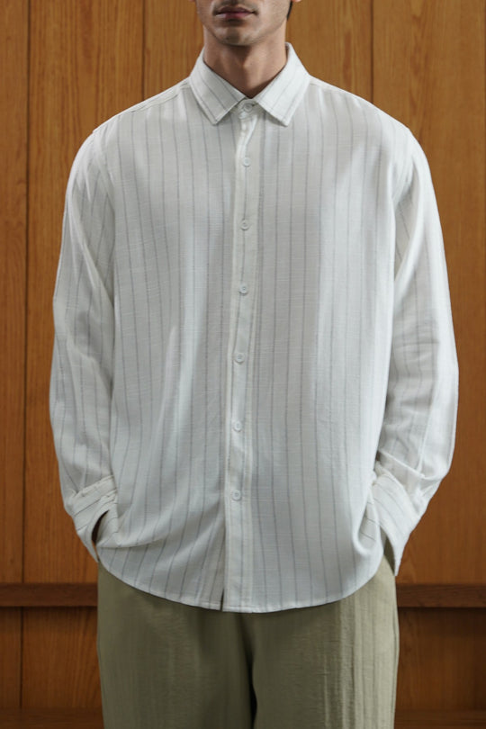 PINSTRIPE SHIRT WITH LINEN