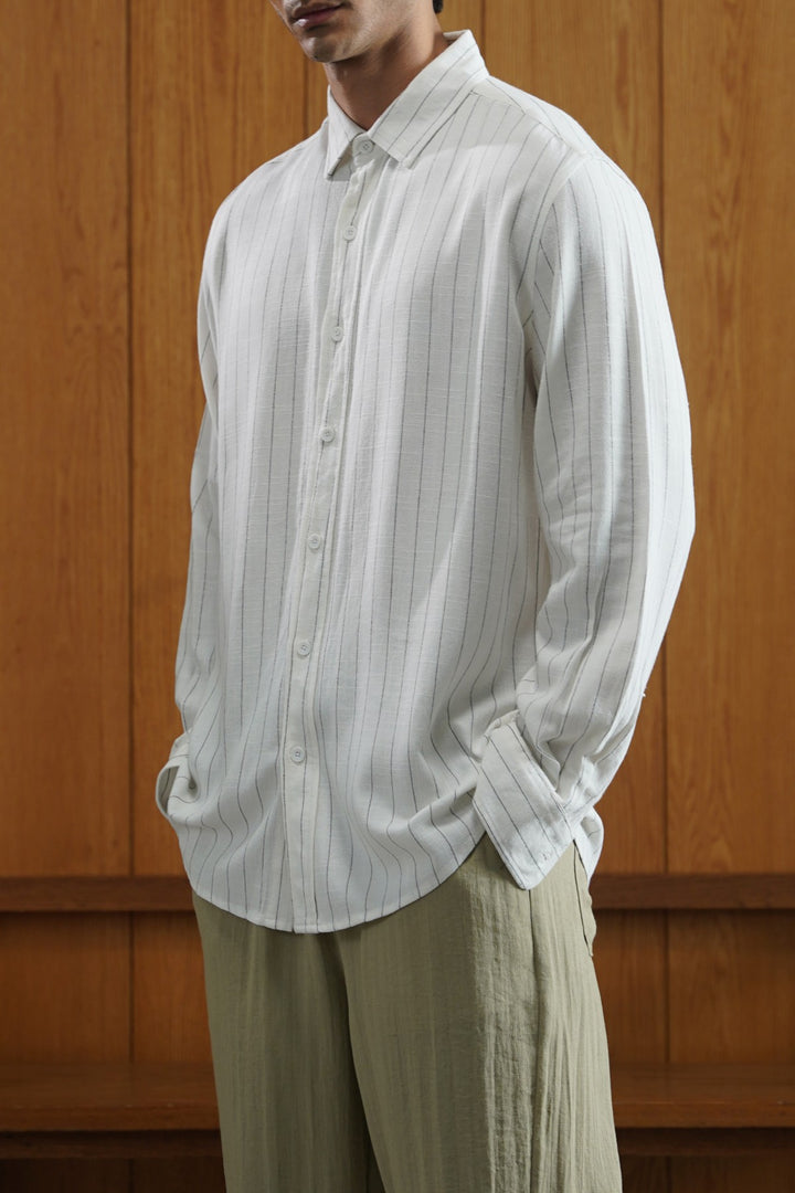 PINSTRIPE SHIRT WITH LINEN