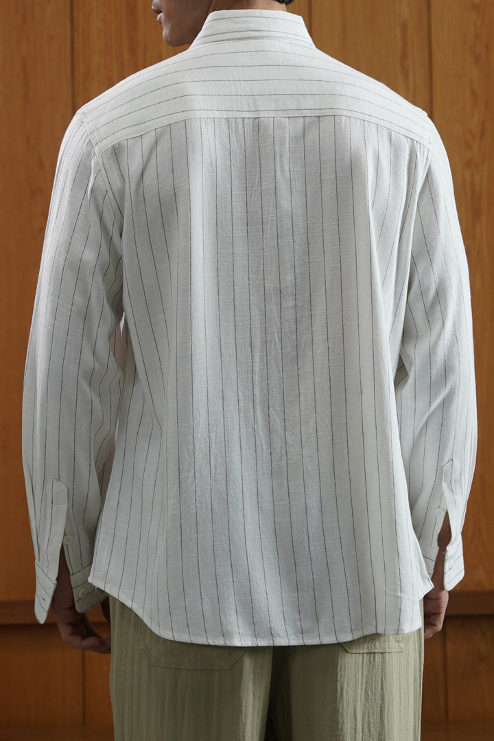 PINSTRIPE SHIRT WITH LINEN