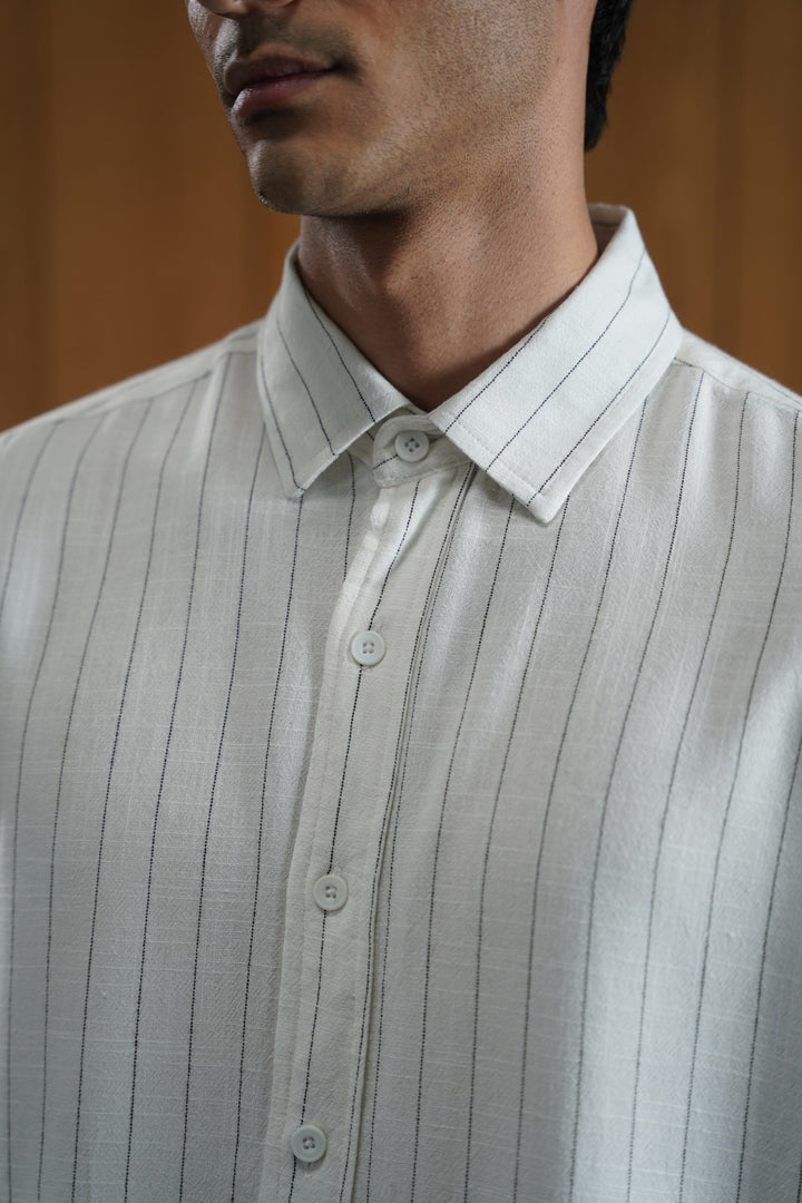 PINSTRIPE SHIRT WITH LINEN