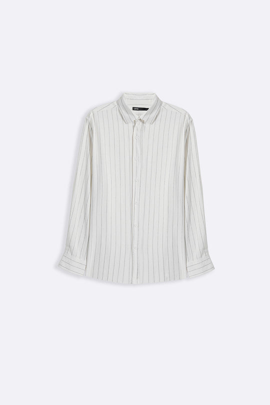 WHITE PINSTRIPE SHIRT WITH LINEN