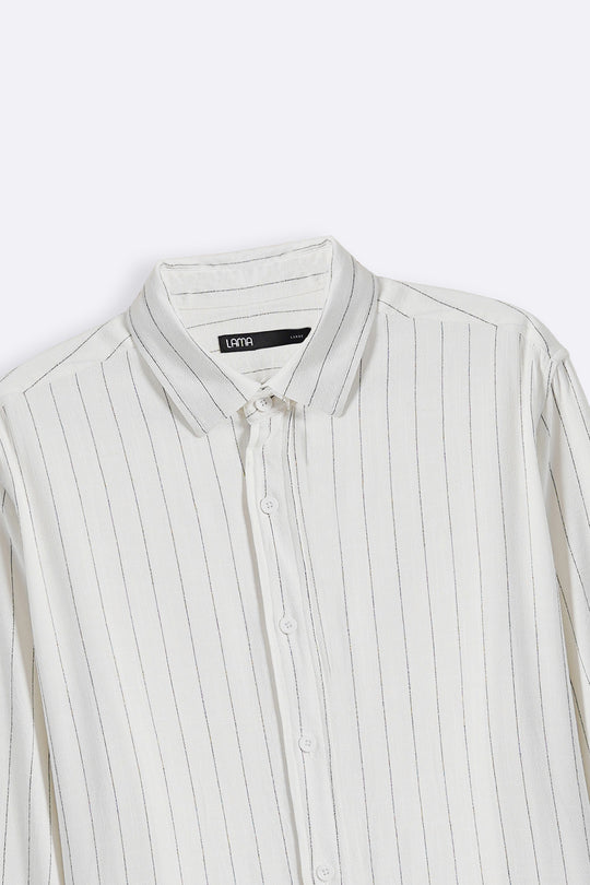 WHITE PINSTRIPE SHIRT WITH LINEN