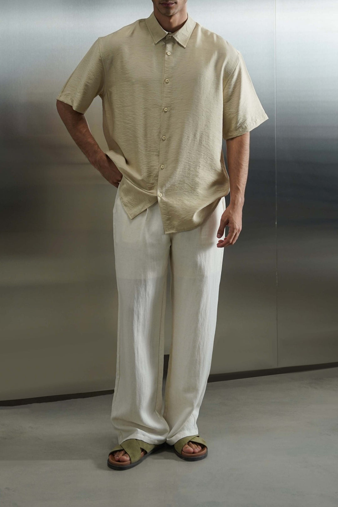 BEIGE MELANGE EFFECT SHIRT