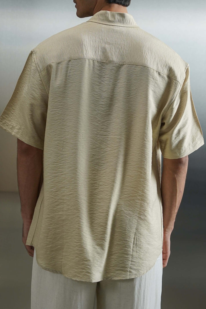 BEIGE MELANGE EFFECT SHIRT