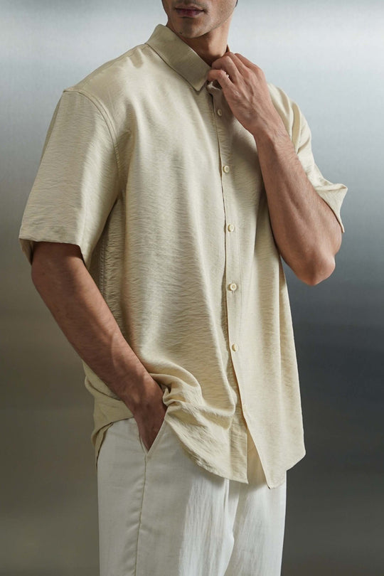 BEIGE MELANGE EFFECT SHIRT