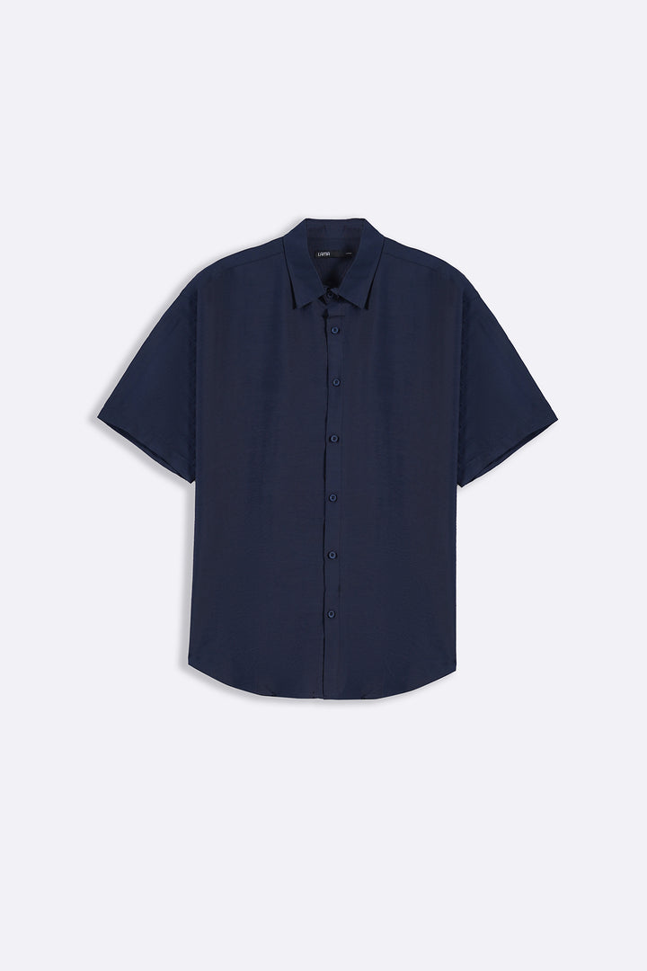 NAVY MELANGE EFFECT SHIRT