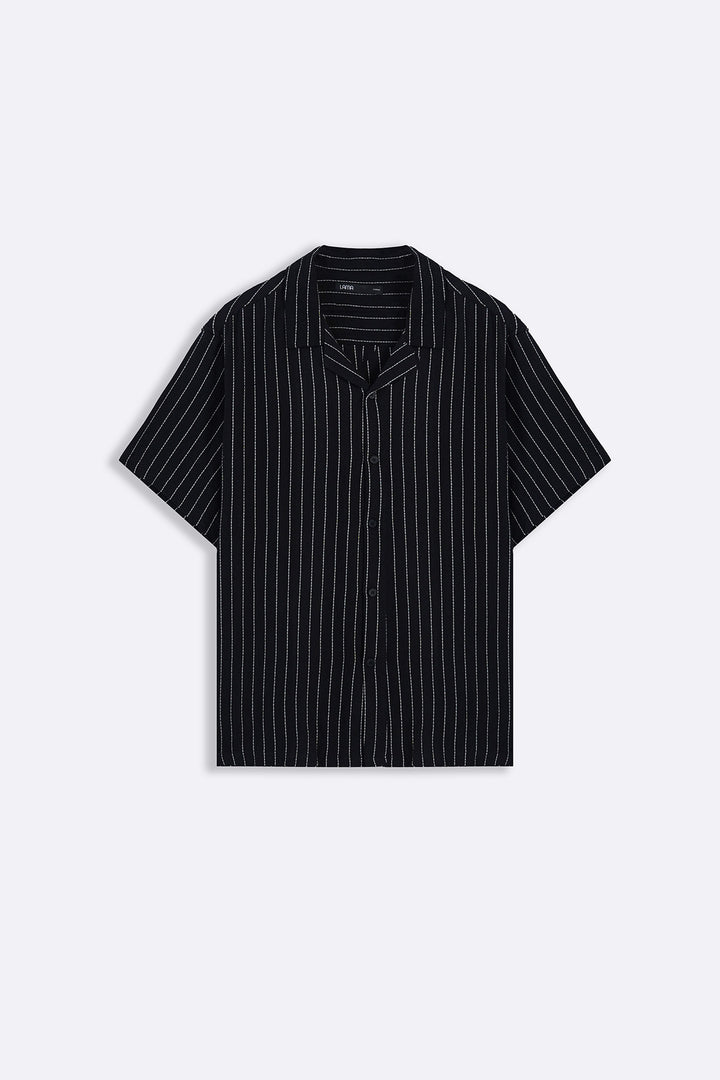 BLACK STRIPED JACQUARD SHIRT
