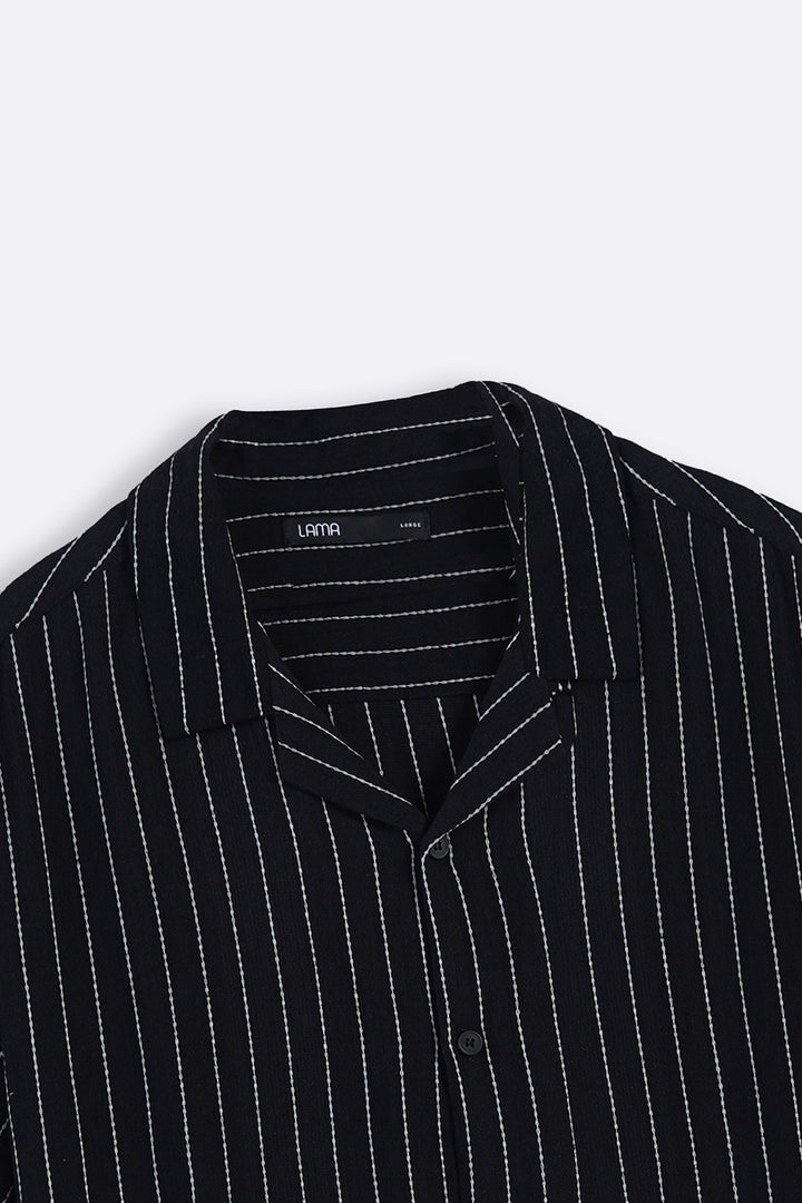 BLACK STRIPED JACQUARD SHIRT