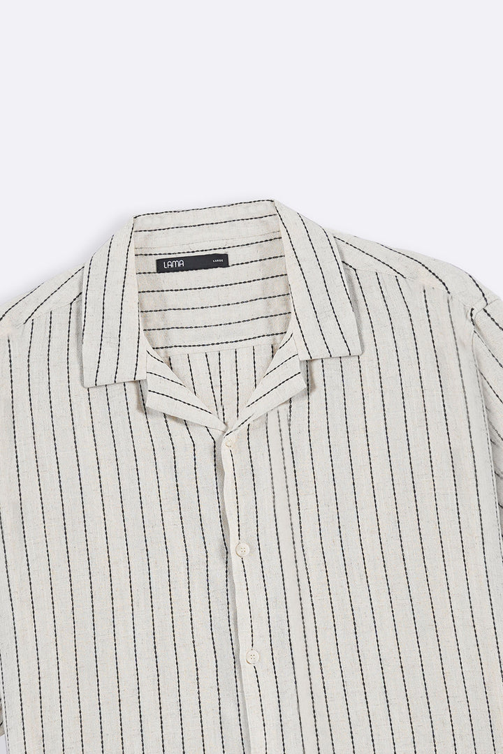 IVORY STRIPED JACQUARD SHIRT