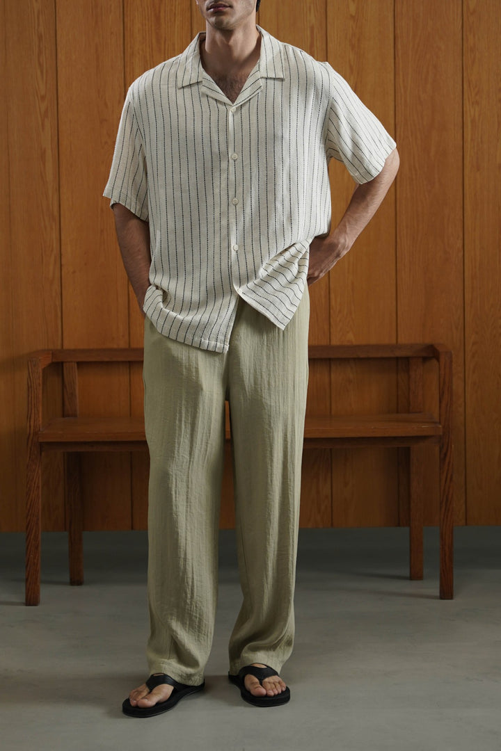 IVORY STRIPED JACQUARD SHIRT