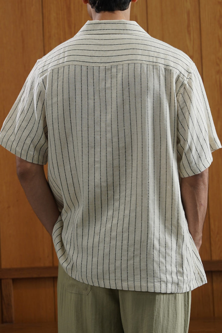 IVORY STRIPED JACQUARD SHIRT