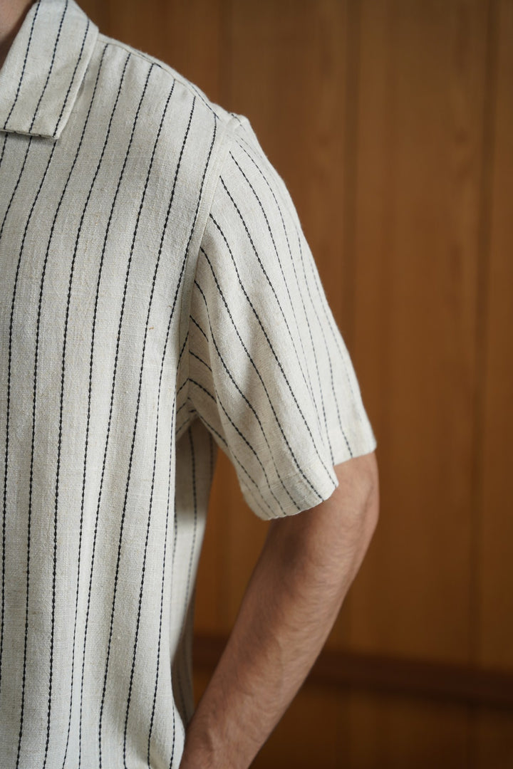 IVORY STRIPED JACQUARD SHIRT