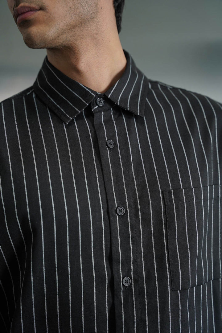 BLACK TENCEL LINEN SHIRT