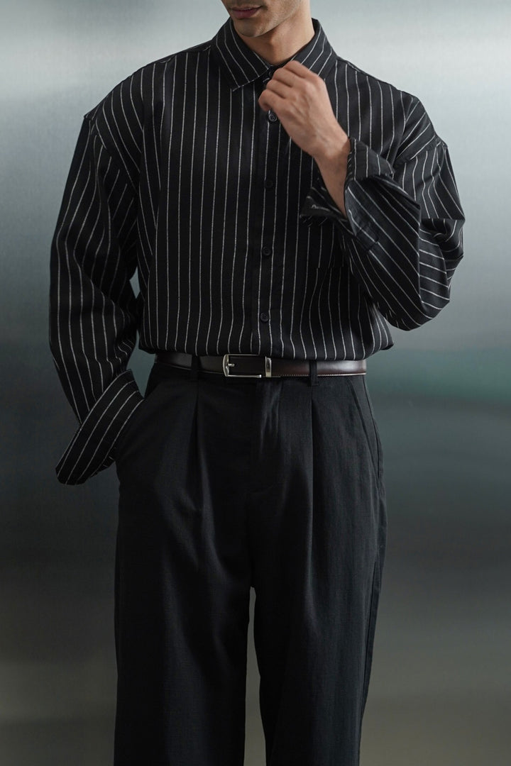BLACK TENCEL LINEN SHIRT