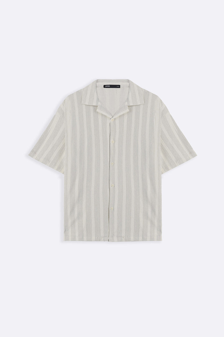 CREAM CRINKLE RESORT COTTON SHIRT