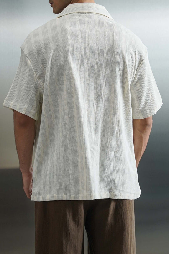 CREAM CRINKLE RESORT COTTON SHIRT