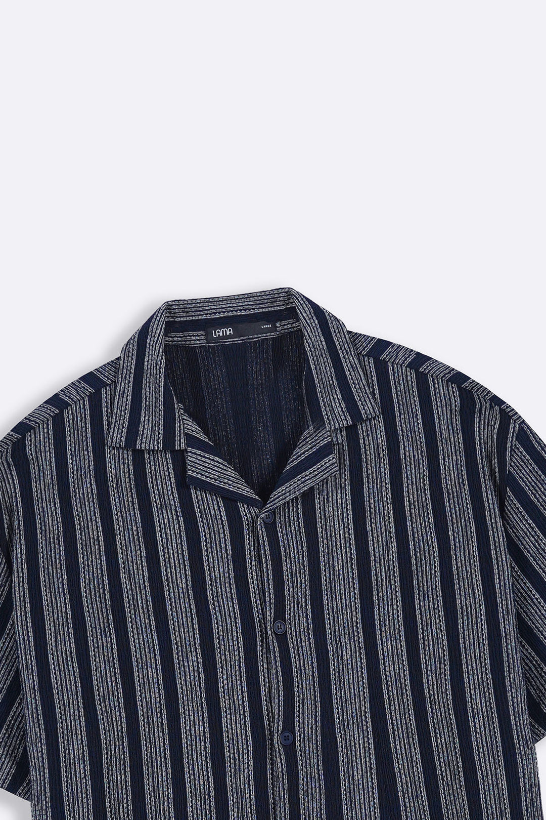 NAVY CRINKLE RESORT COTTON SHIRT