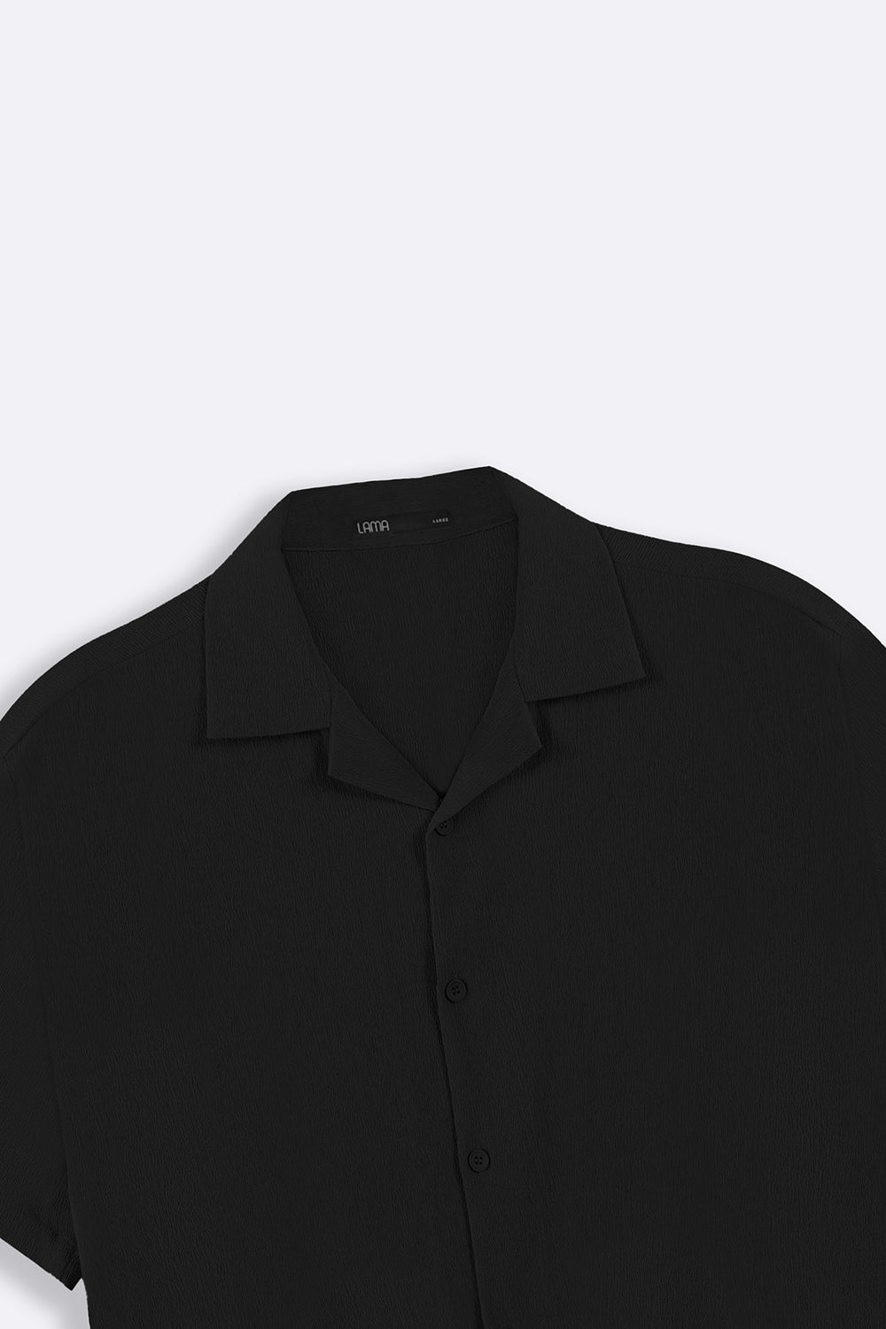 BLACK TEXTURED COTTON STRETCH SHIRT