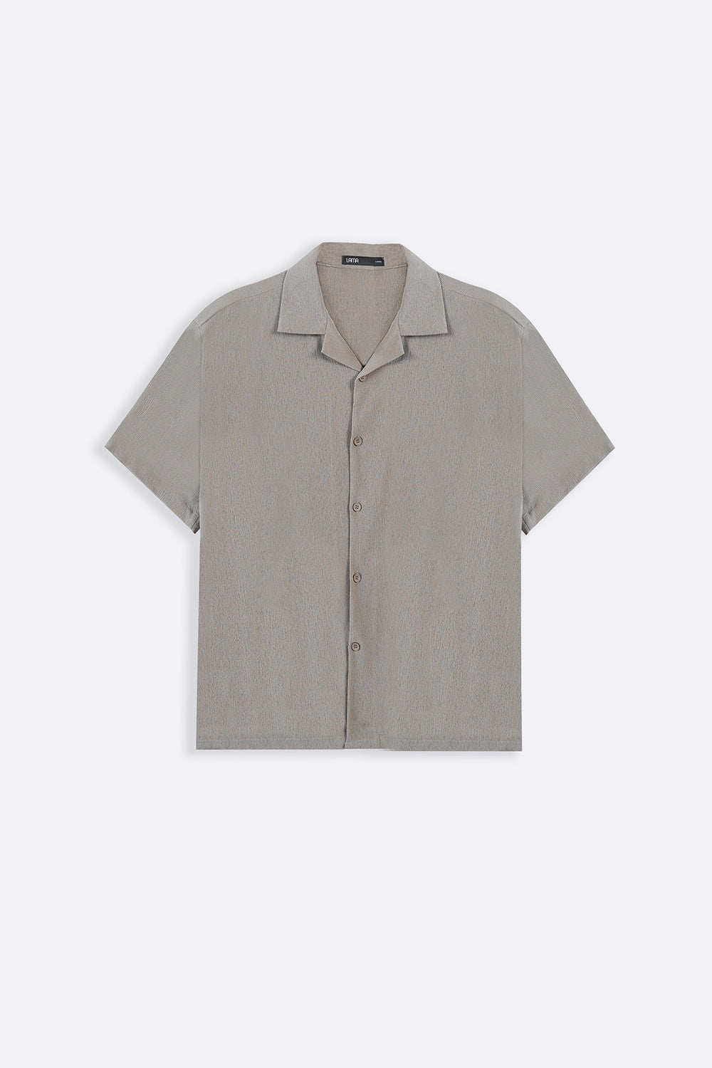 KHAKI TEXTURED COTTON STRETCH SHIRT