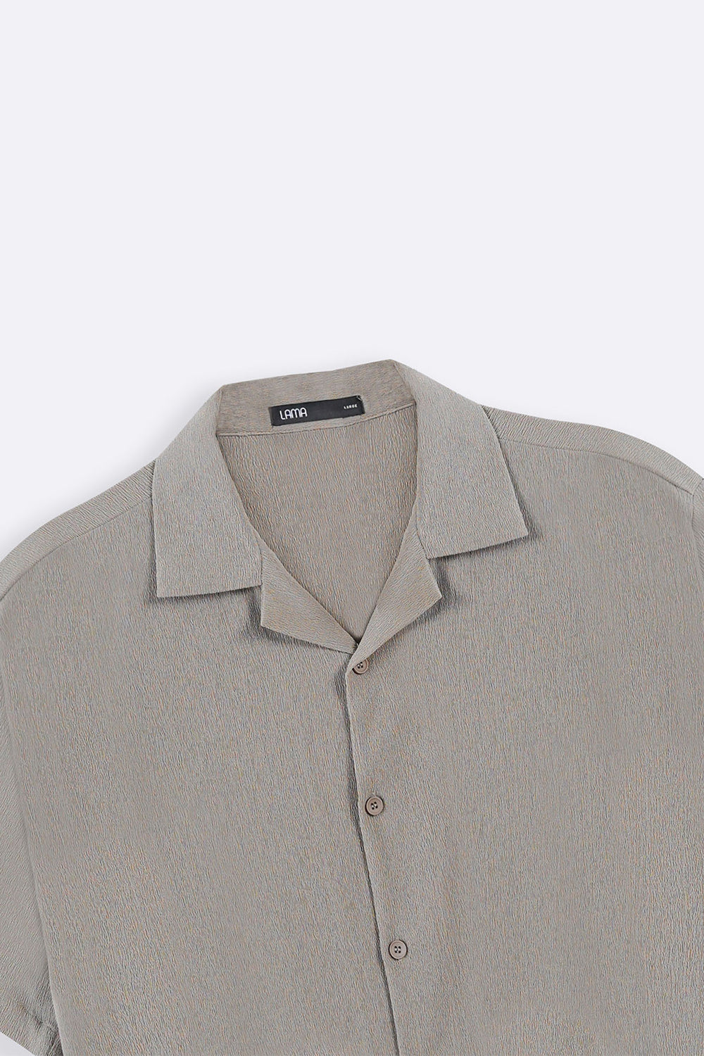 KHAKI TEXTURED COTTON STRETCH SHIRT