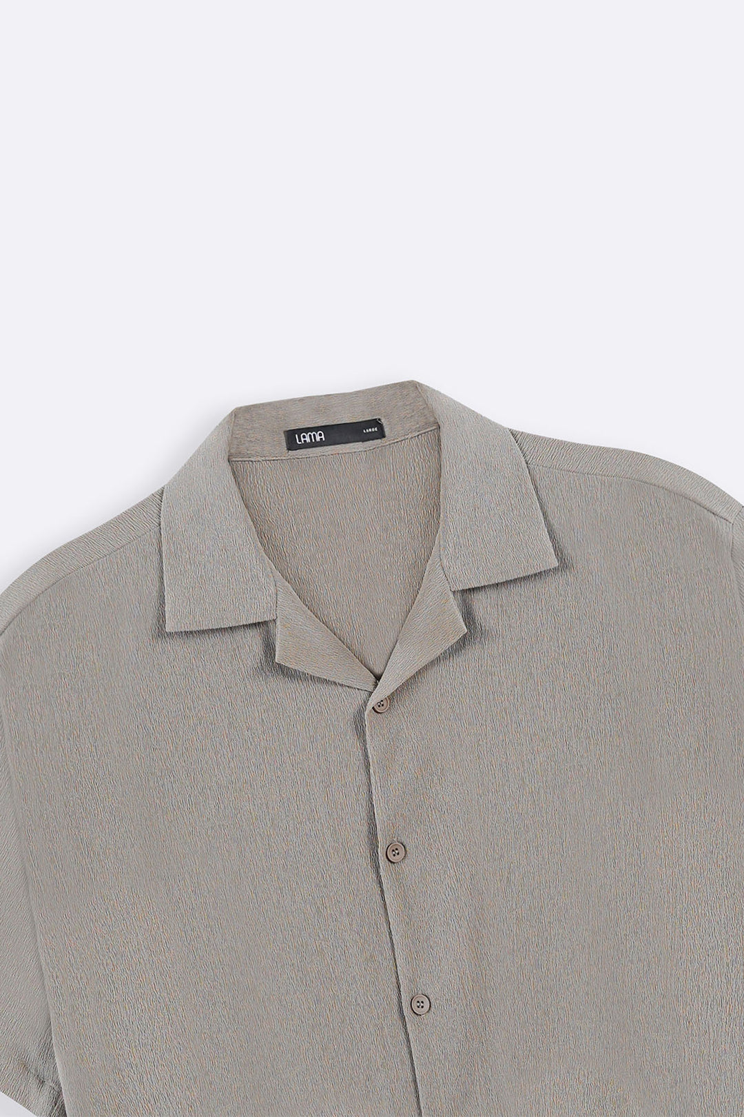 KHAKI TEXTURED COTTON STRETCH SHIRT
