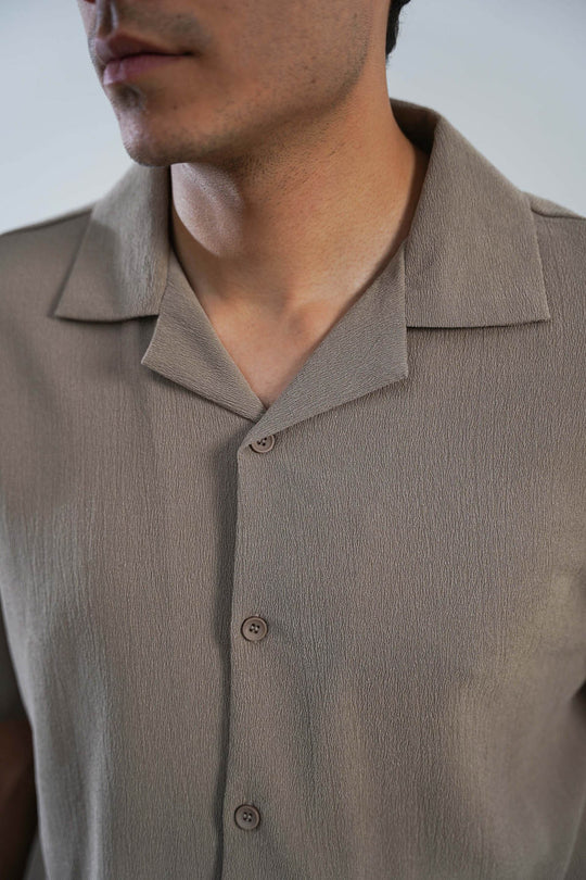 TEXTURED COTTON STRETCH SHIRT