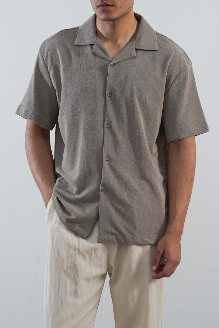 TEXTURED COTTON STRETCH SHIRT