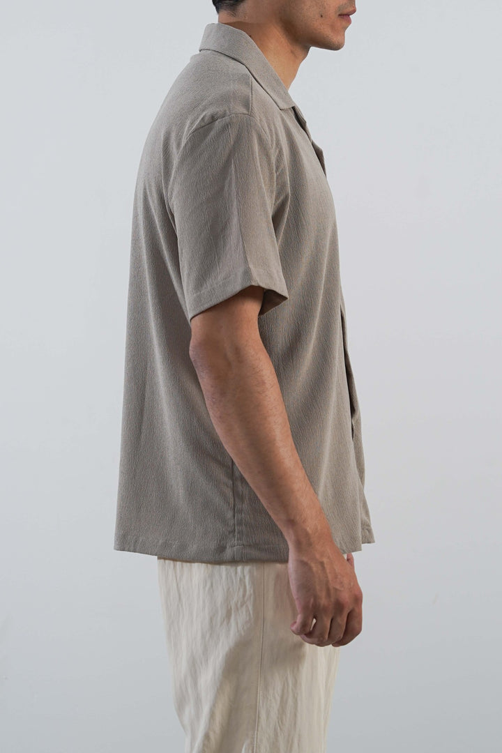 TEXTURED COTTON STRETCH SHIRT