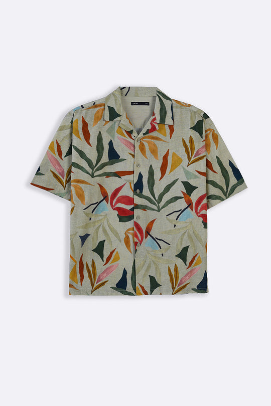 ECRU SLUB PRINTED SHIRT