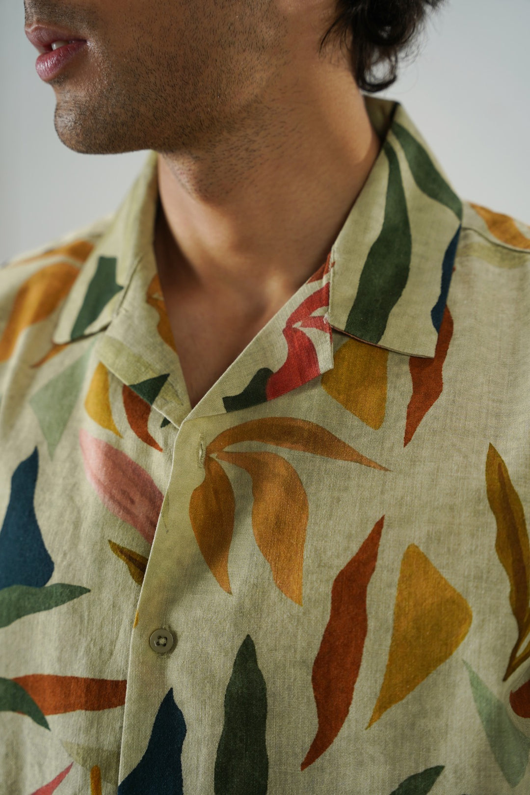 ECRU SLUB PRINTED SHIRT